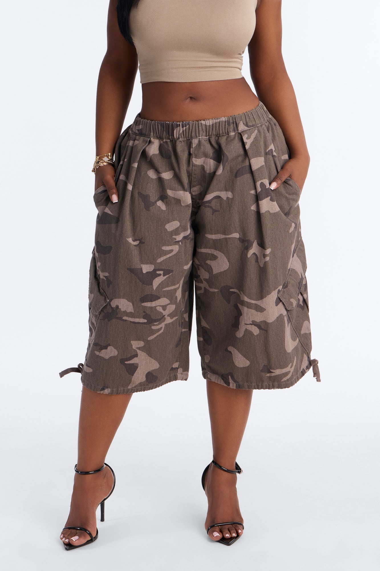Carter Twill Cargo Bubble Hem Bermuda Short - Camouflage