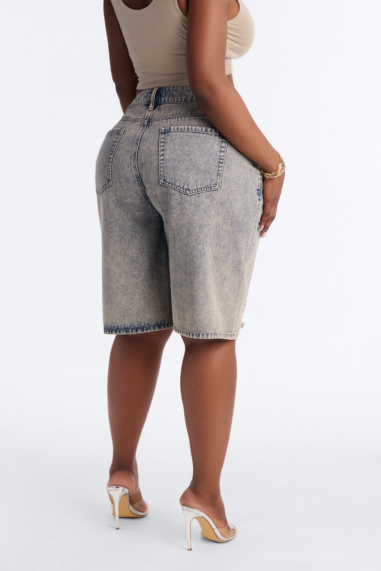 Hunter Ripped Tinted Denim Jorts - Vintage Wash