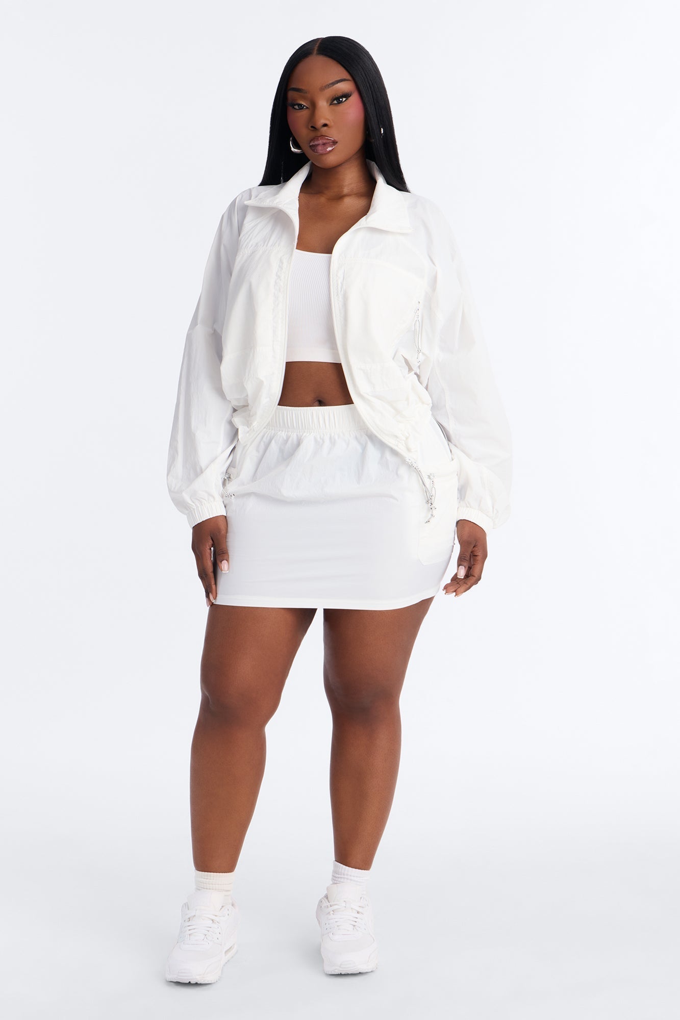Stay Cool Windbreaker Mini Skirt - White