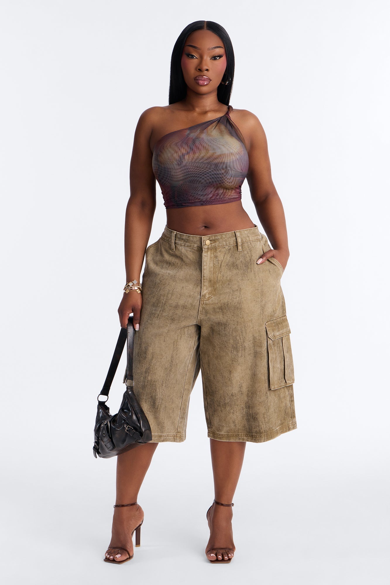 All Washed Out Cargo Bermuda Short - Brown/combo