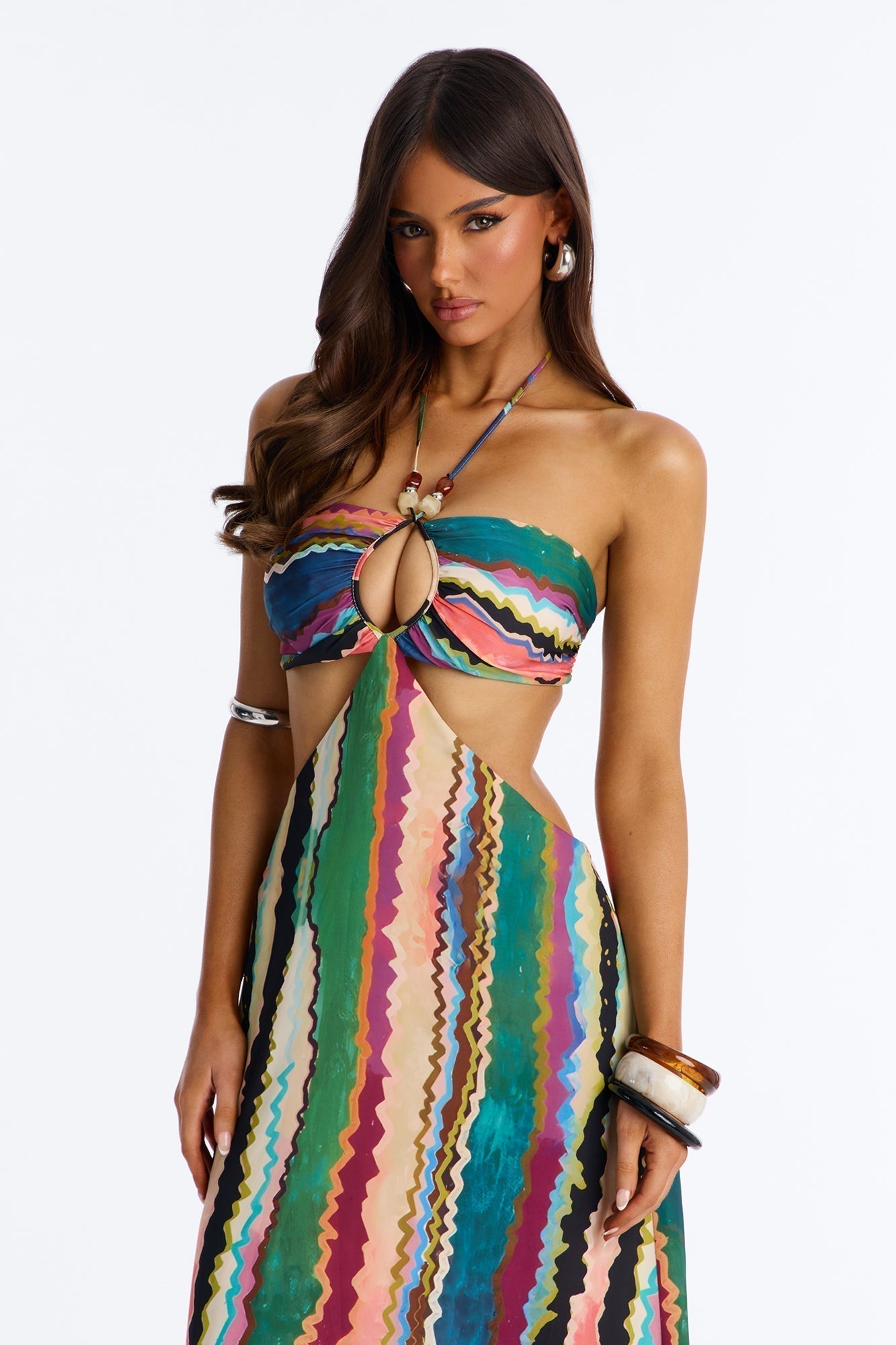 Leah Cut Out Maxi Dress - Multi Color