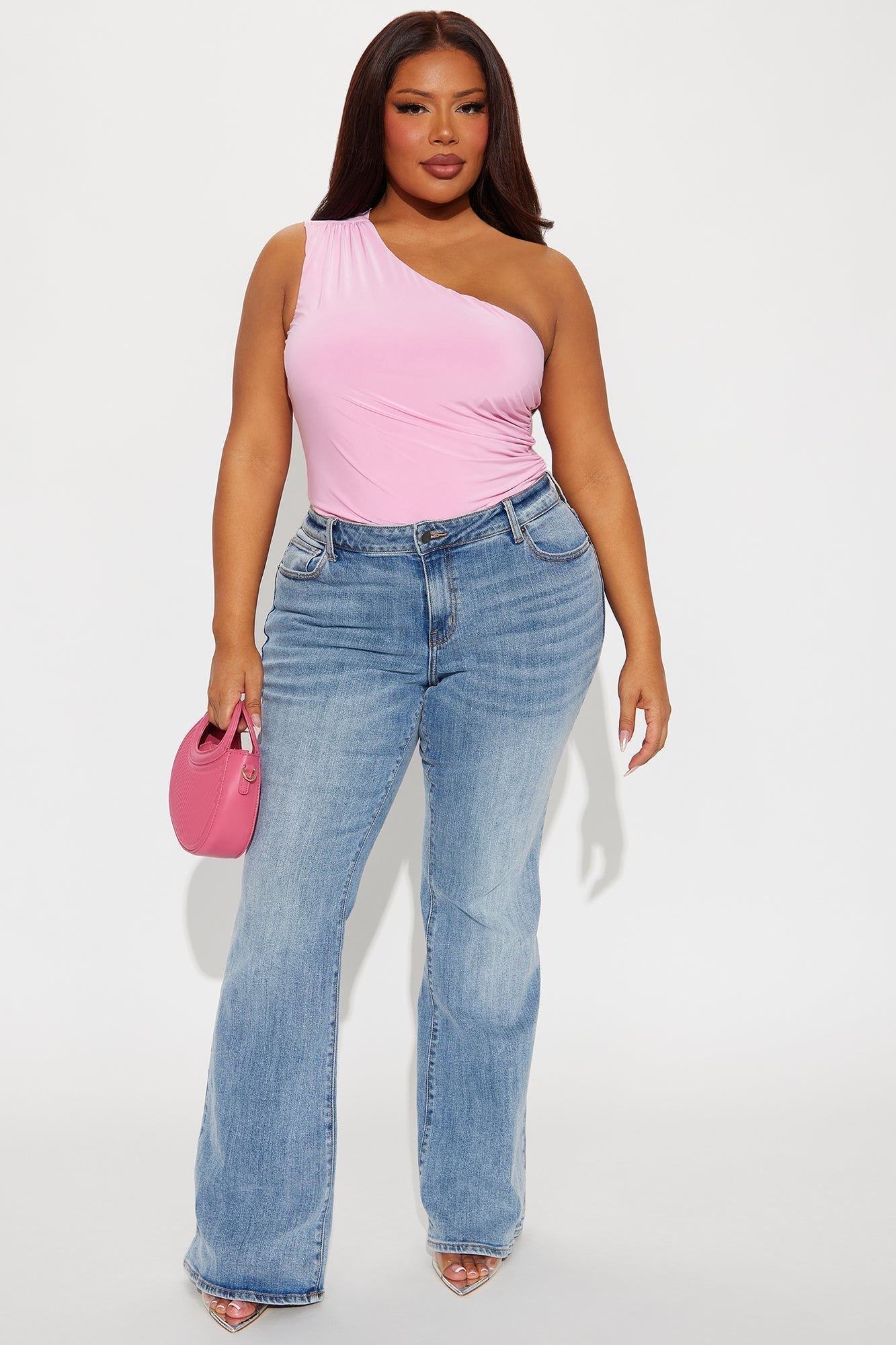 Living Proof One Shoulder Ruched Bodysuit - Pink