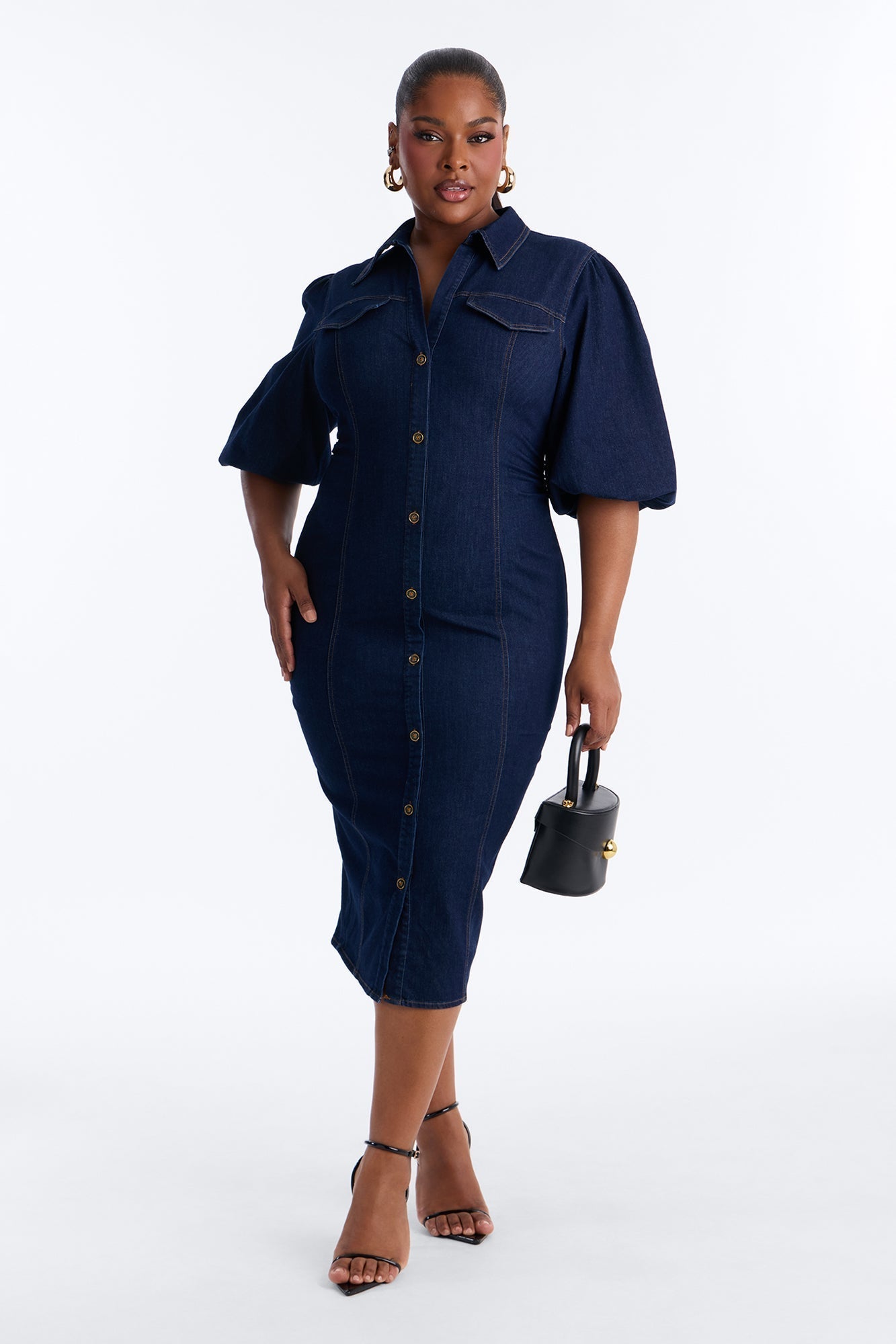 Haven Denim Midi Dress - Dark Wash