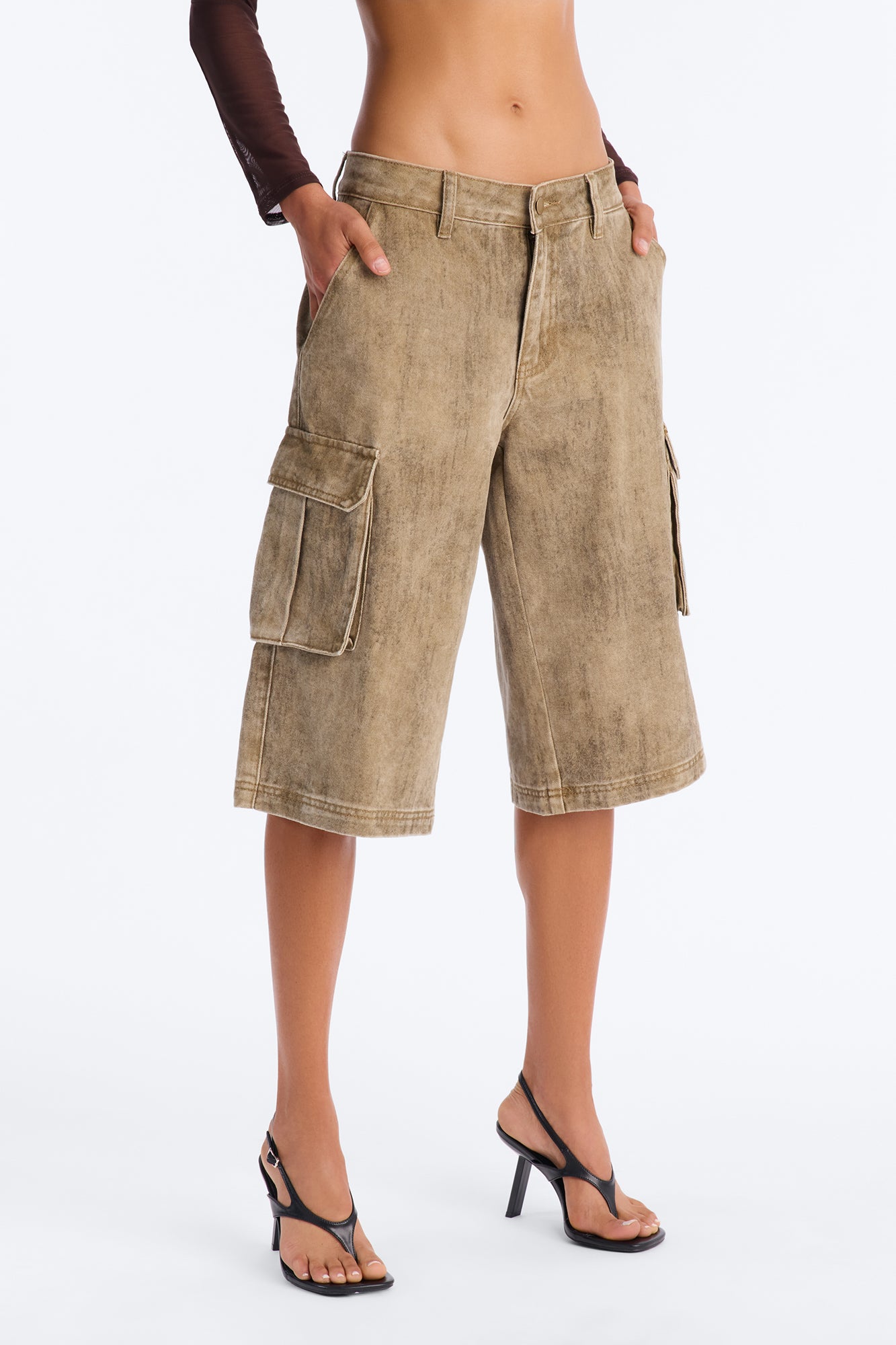 All Washed Out Cargo Bermuda Short - Brown/combo