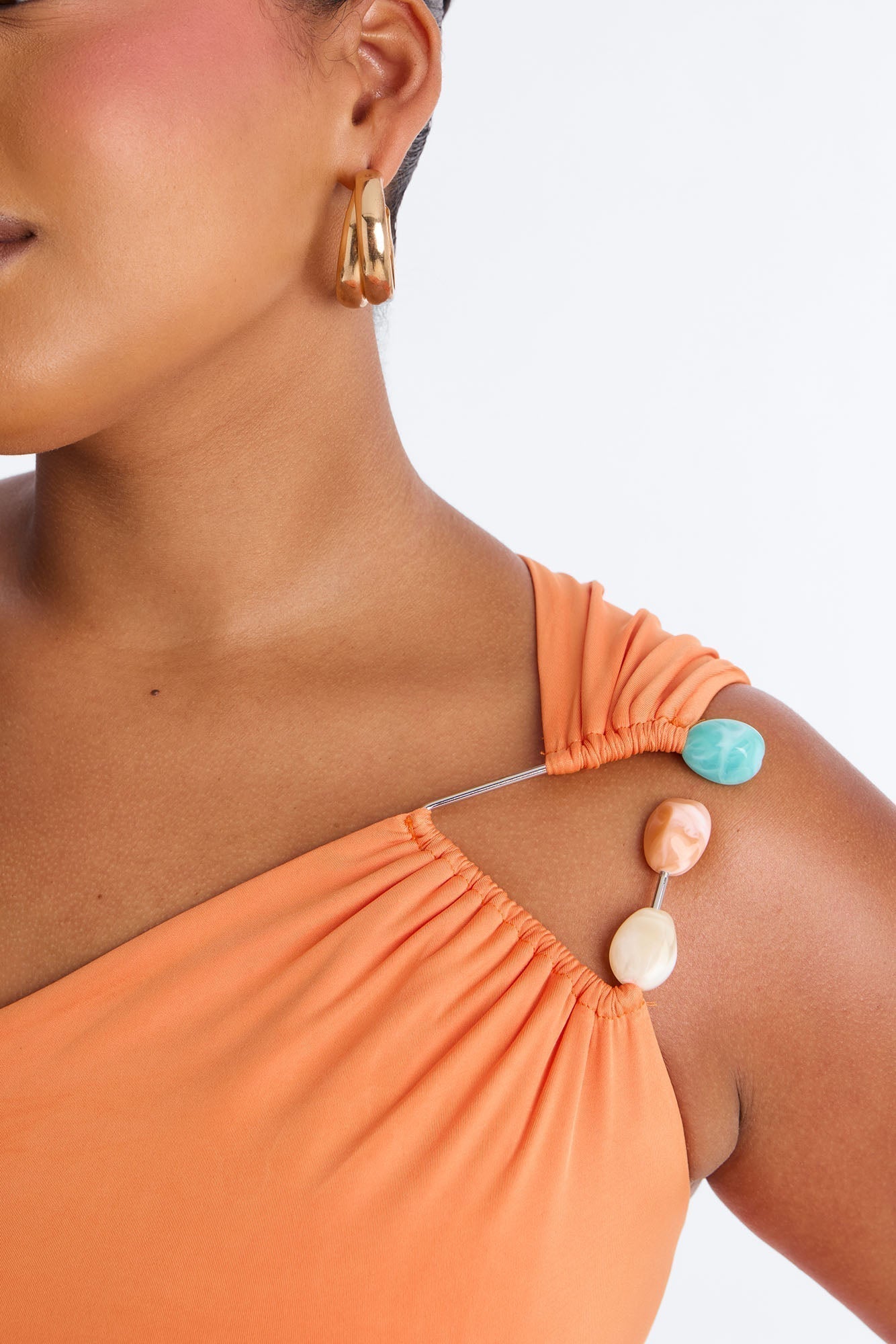 Citrus Crush One Shoulder Maxi Dress - Orange