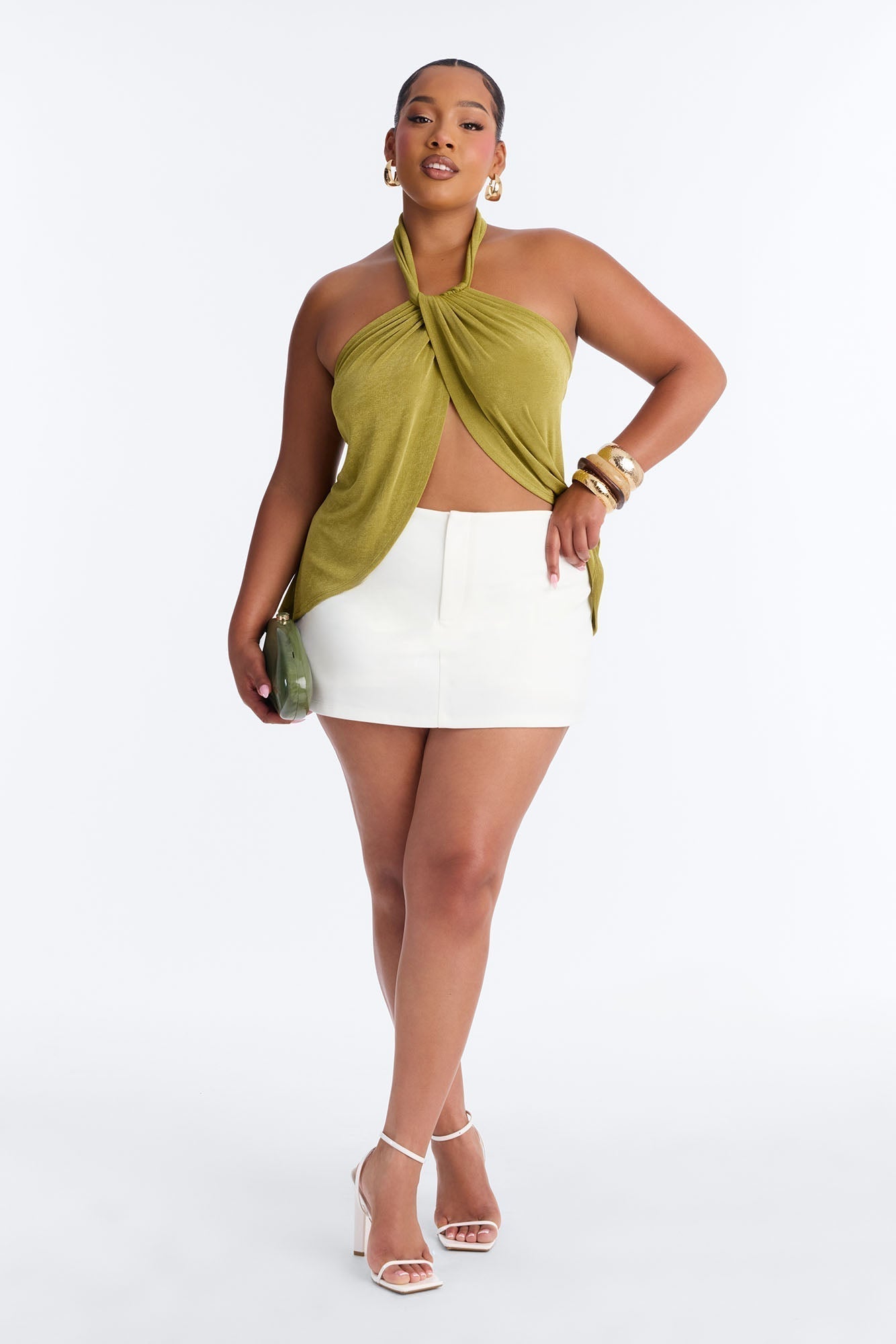 Out Of Office Crepe Micro Mini Skort - White