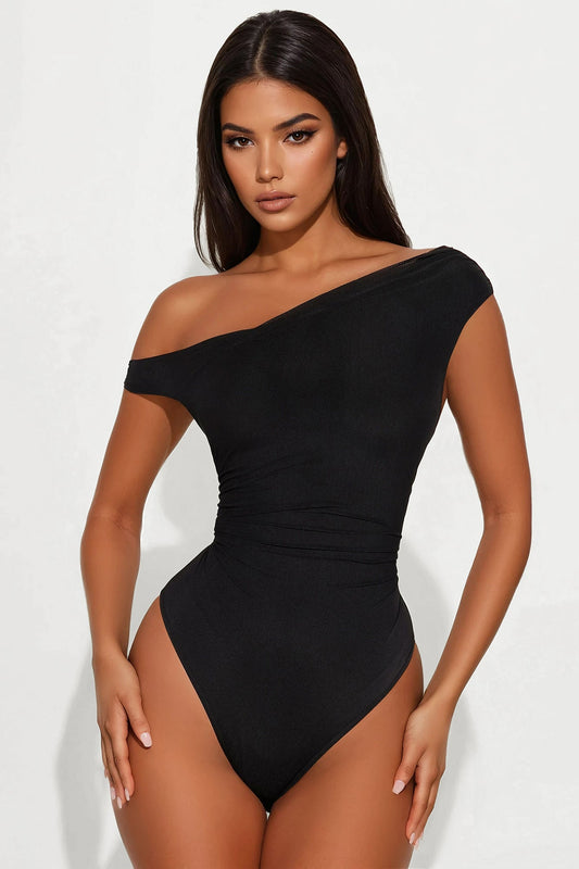 Vivienne Mesh Solid Bodysuit - Black