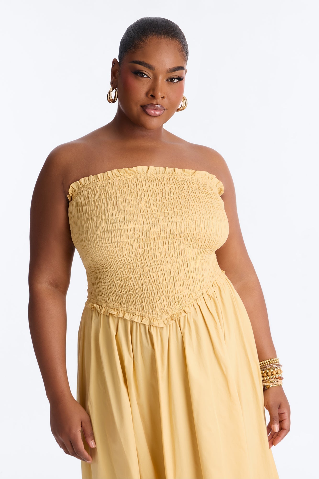 Keira Strapless Maxi Dress - Butter Yellow