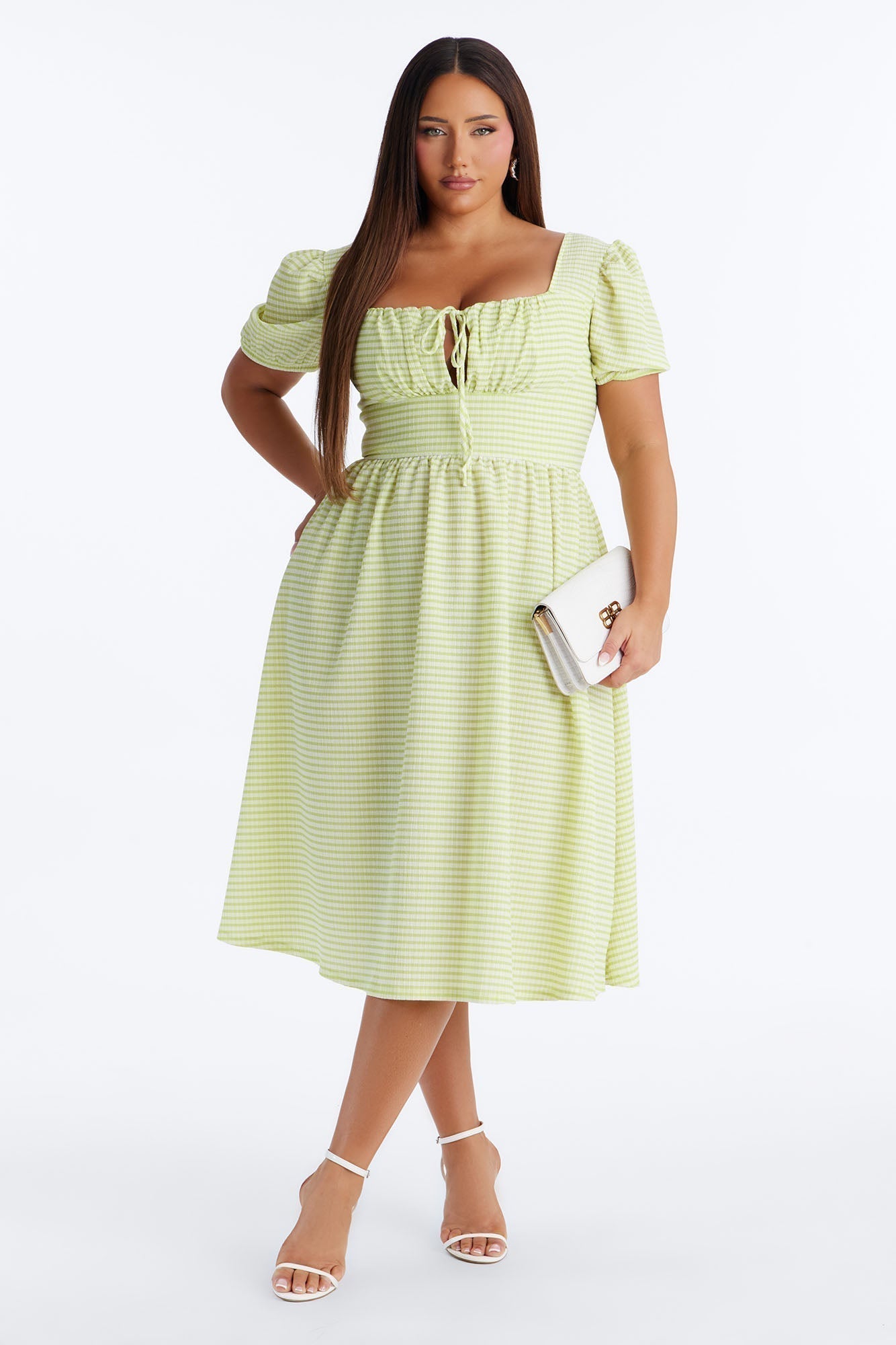 Cecelia Striped Midi Dress - Green/combo
