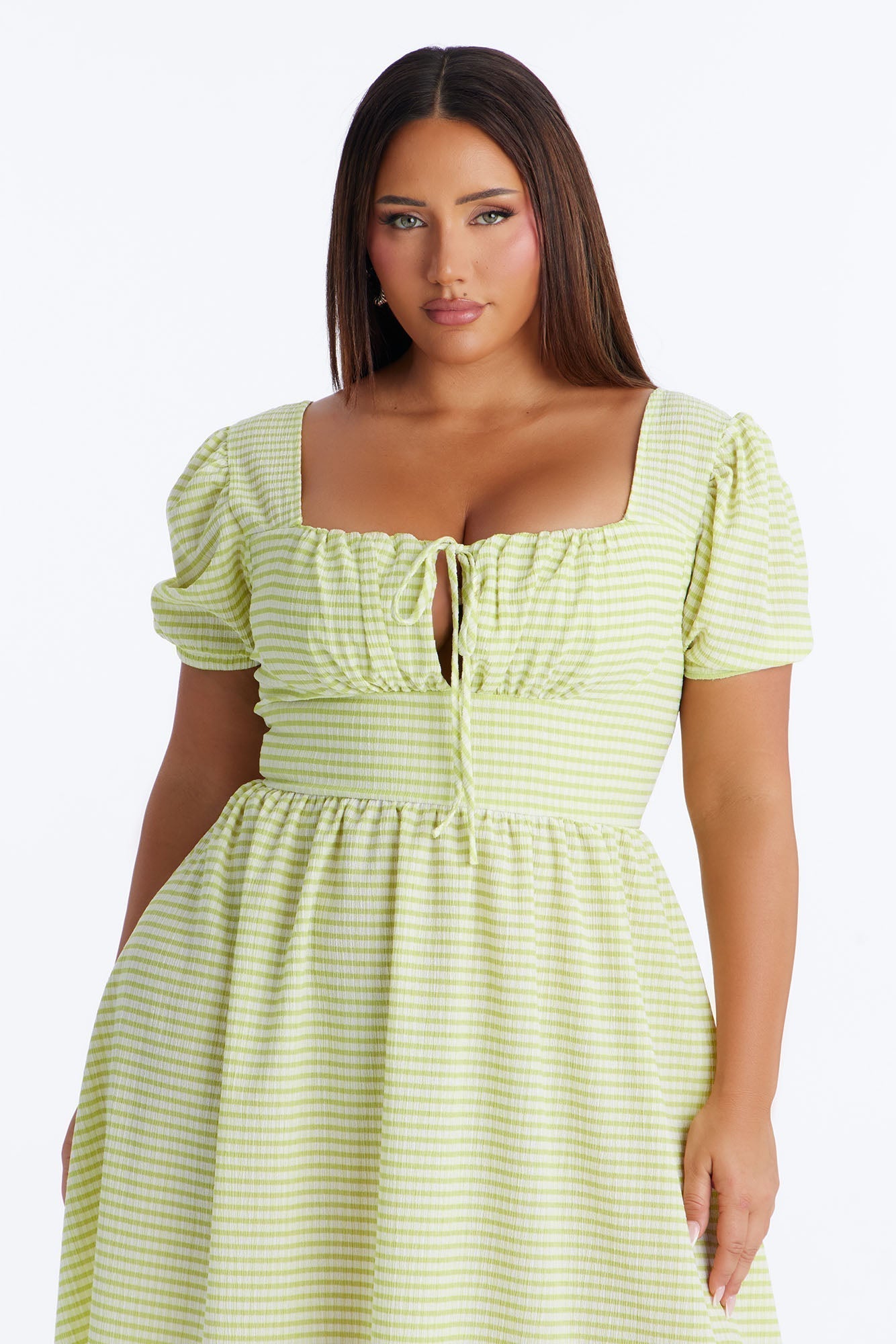Cecelia Striped Midi Dress - Green/combo