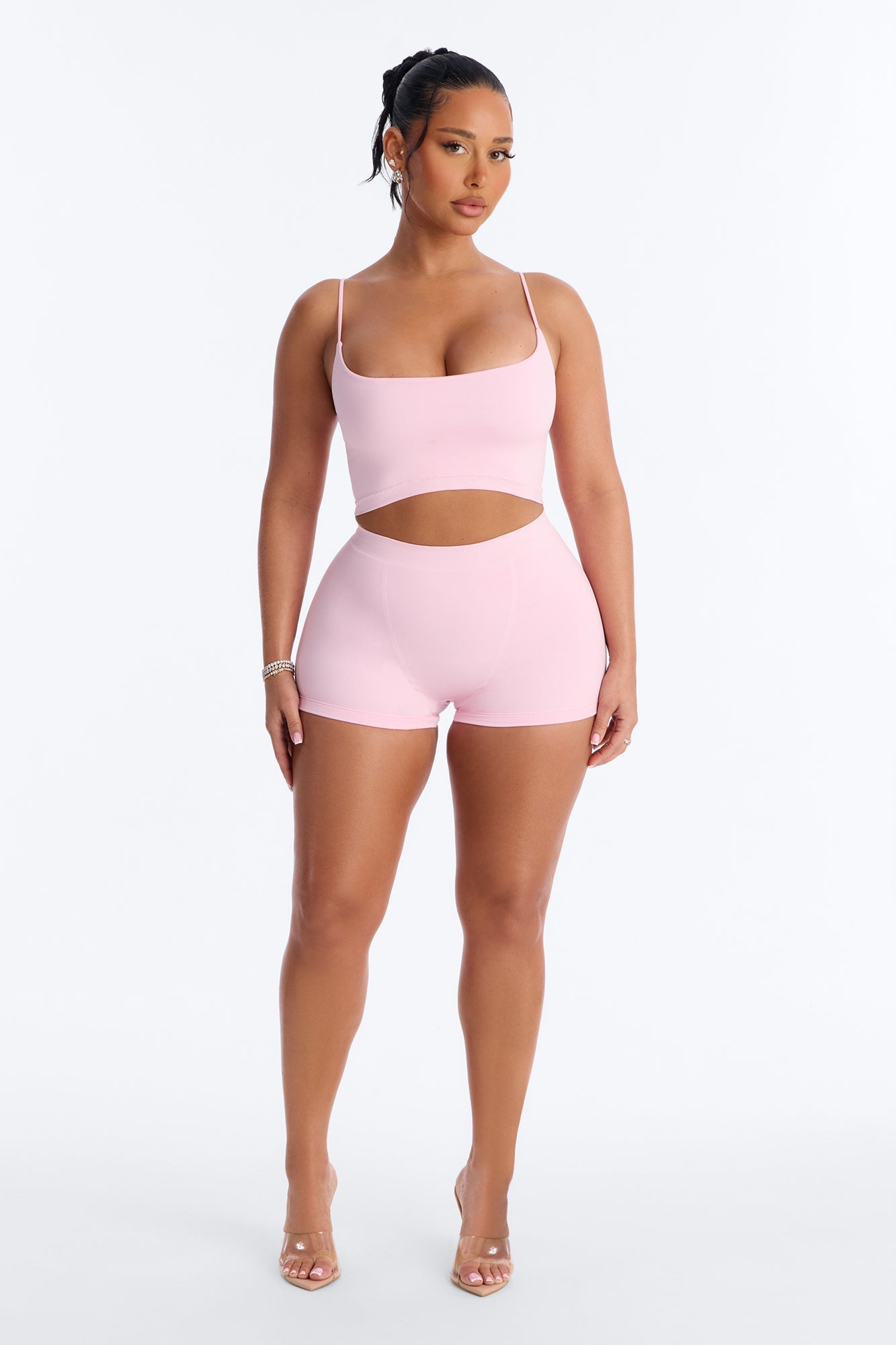 Seamless Smooth Double Lined Micro Hot Short - Light Pink
