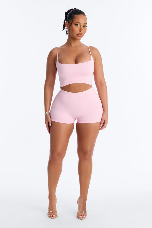 Seamless Smooth Double Lined Micro Hot Short - Light Pink