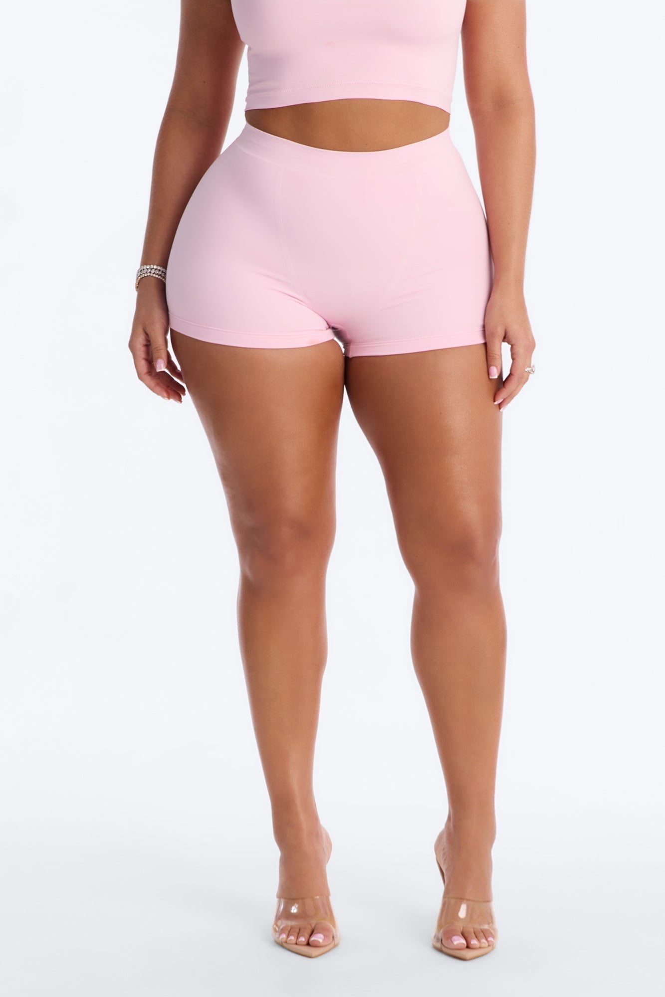 Seamless Smooth Double Lined Micro Hot Short - Light Pink