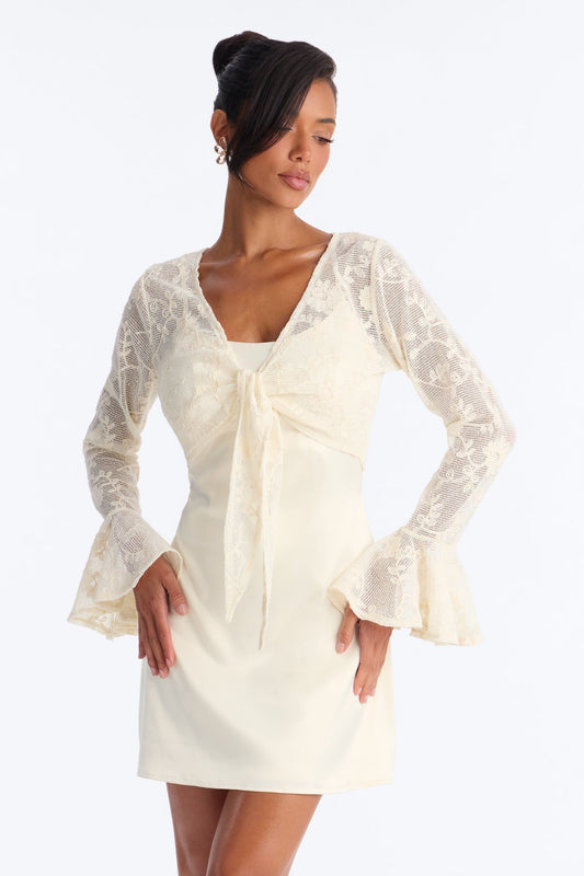 Wren Lace Mini Dress Set - Cream