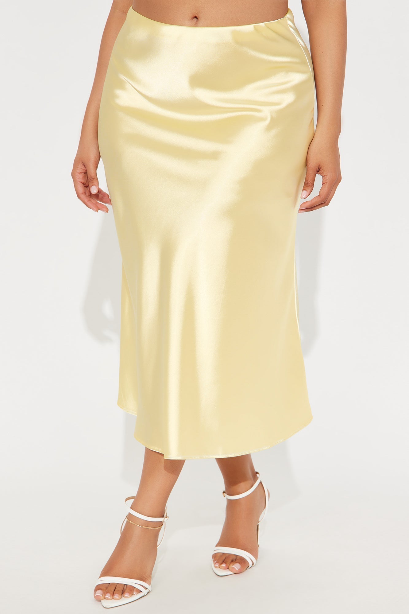 Finer Things Satin Midi Skirt - Butter Yellow