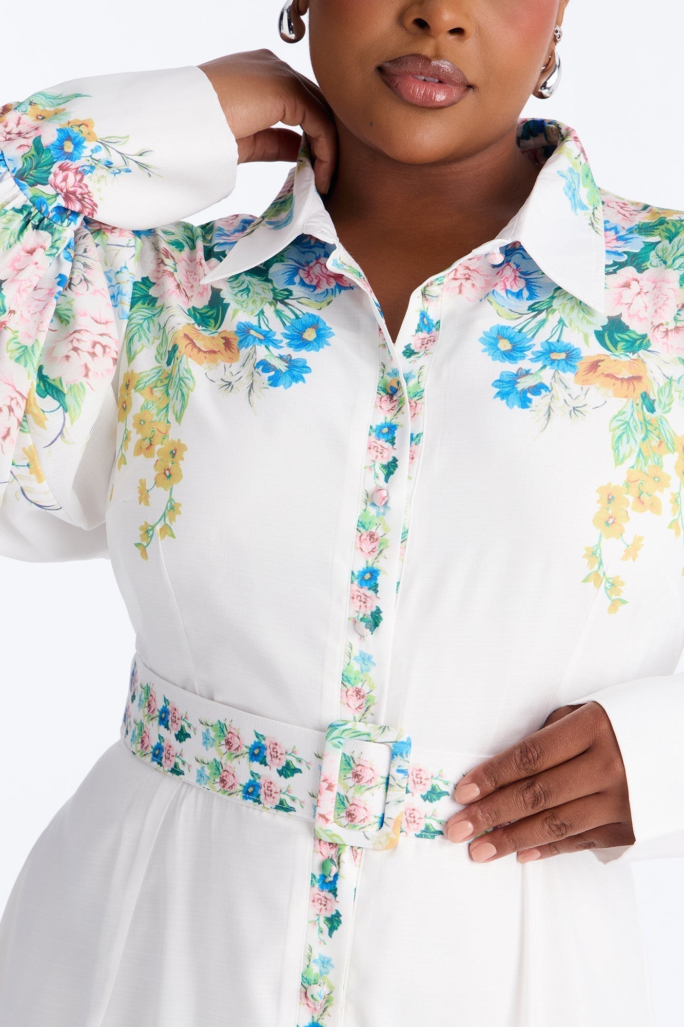 Izzy Floral Midi Dress - White/combo