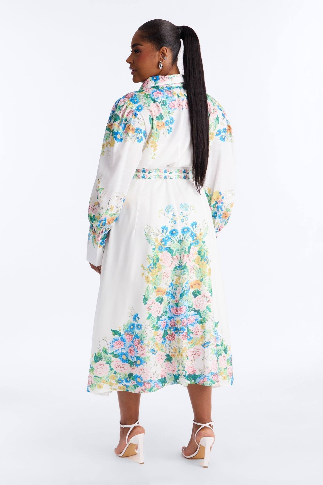 Izzy Floral Midi Dress - White/combo