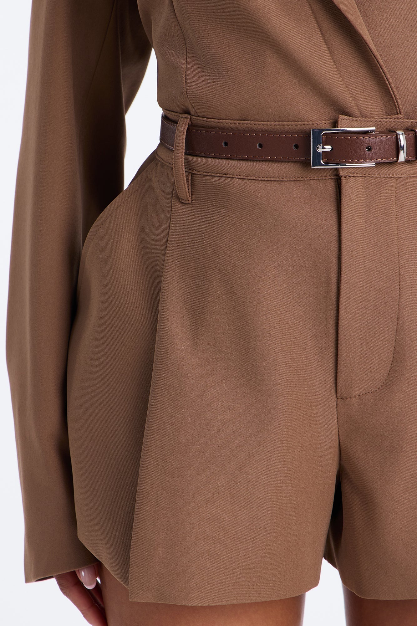 Ready To Work Crepe Pleated Trouser Short - Brown