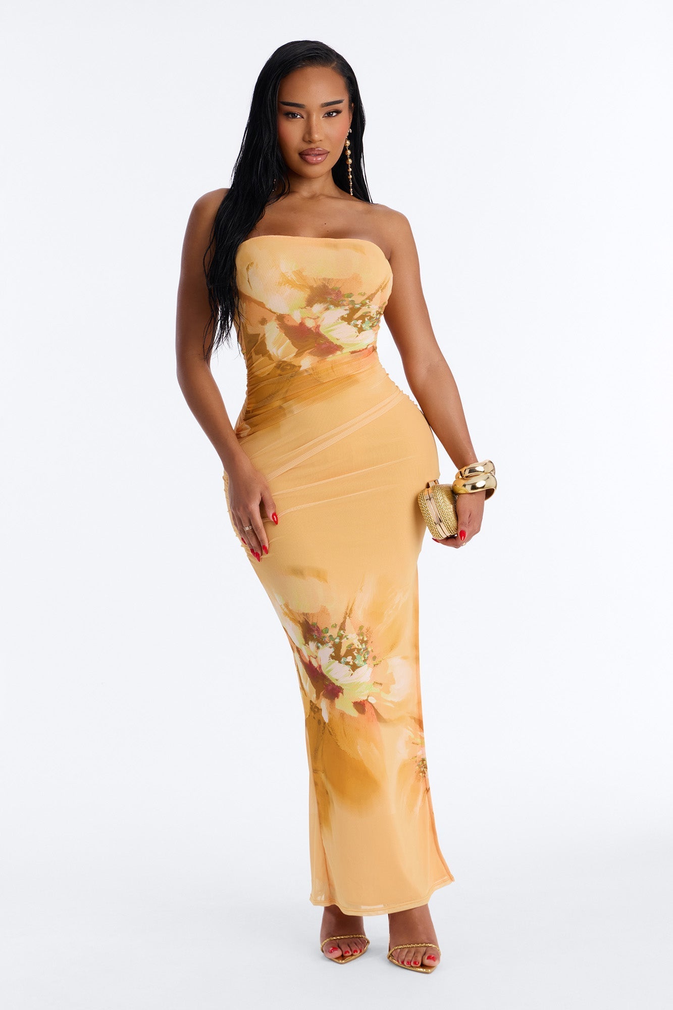 Emelia Ombre Mesh Maxi Dress - Orange