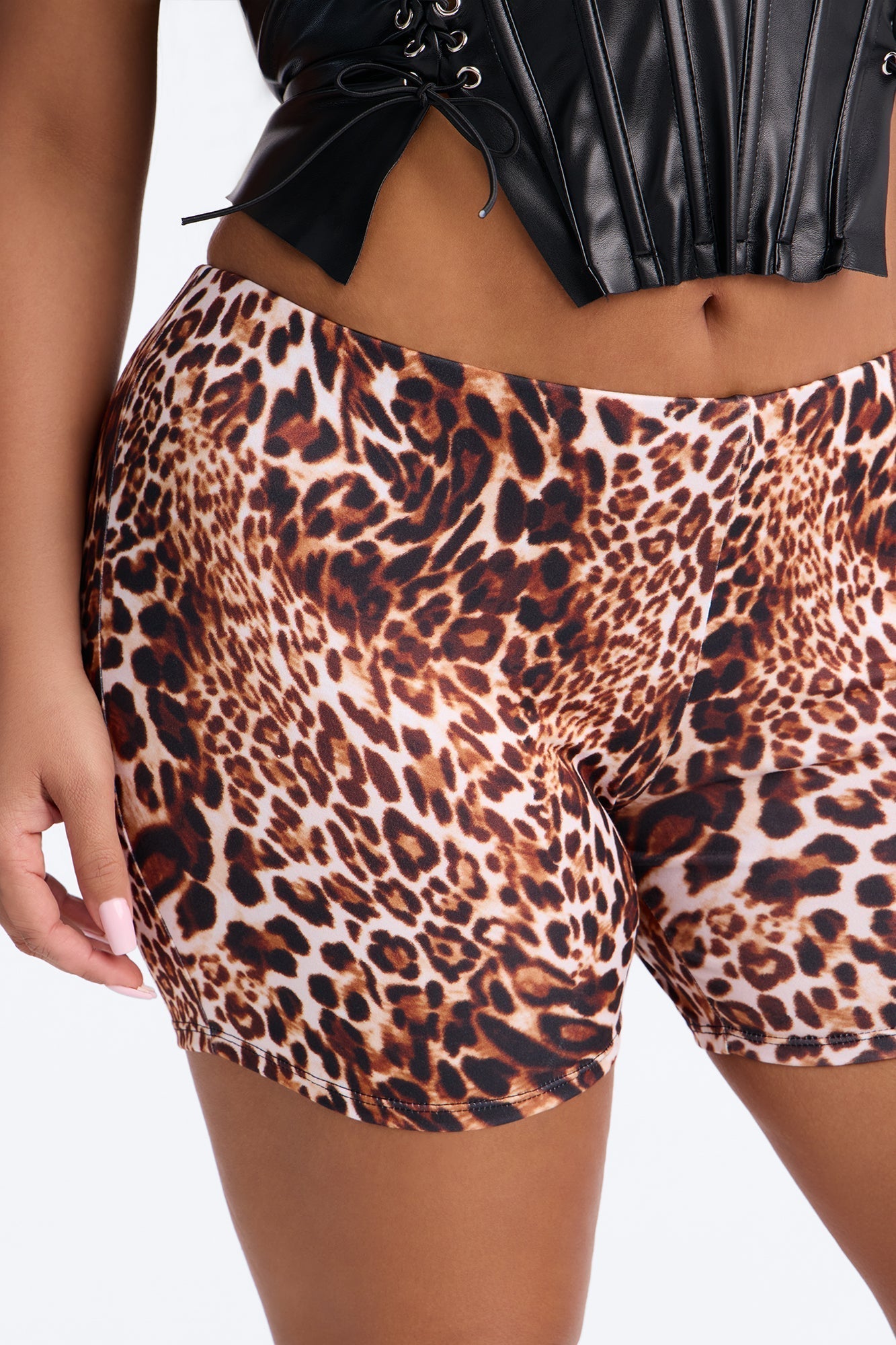 Firenze Leopard Biker Short - Brown/combo