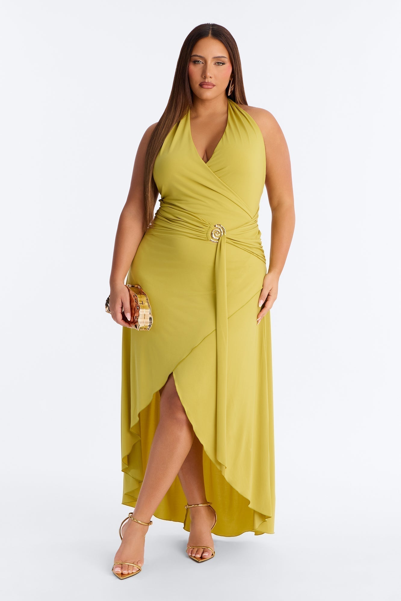 Astrid Asymmetrical Maxi Dress - Chartreuse