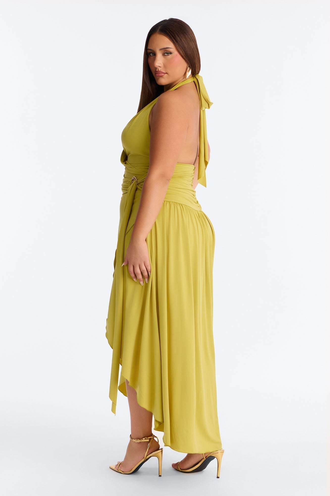 Astrid Asymmetrical Maxi Dress - Chartreuse