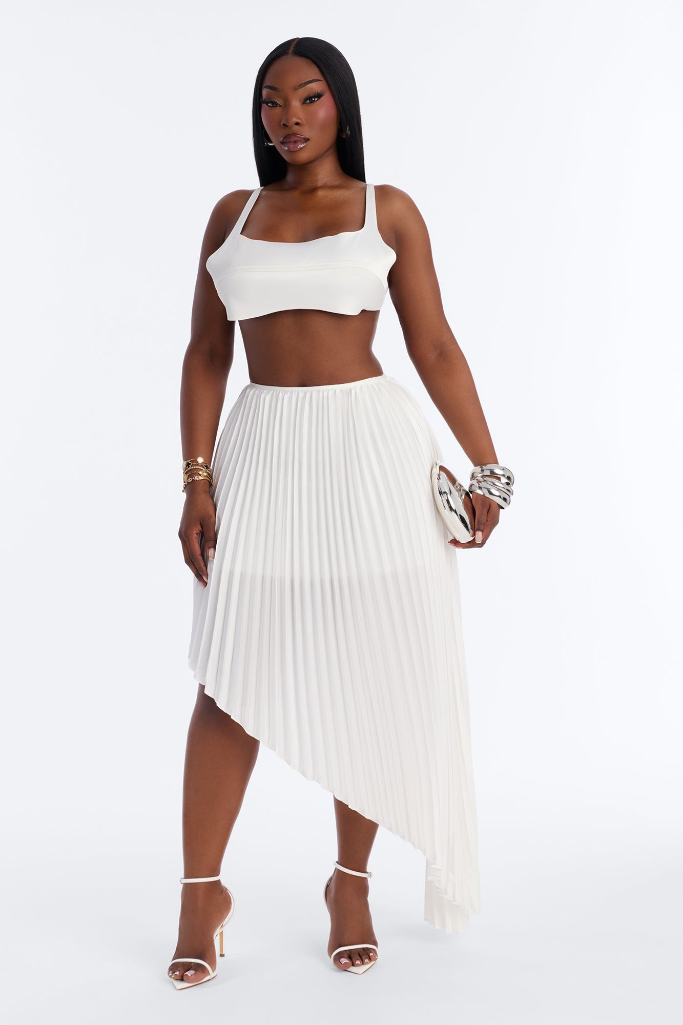 Zosia Plisse High Rise Maxi Skirt - Ivory