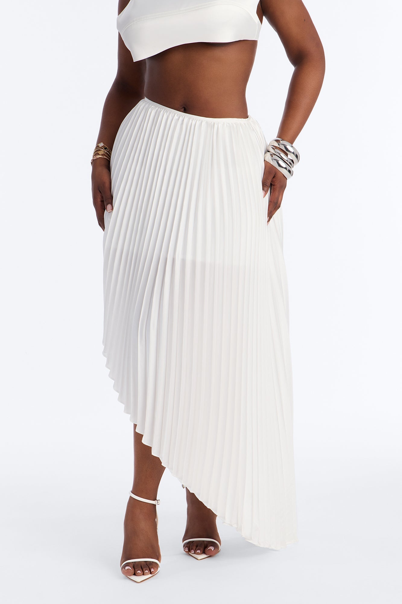 Zosia Plisse High Rise Maxi Skirt - Ivory