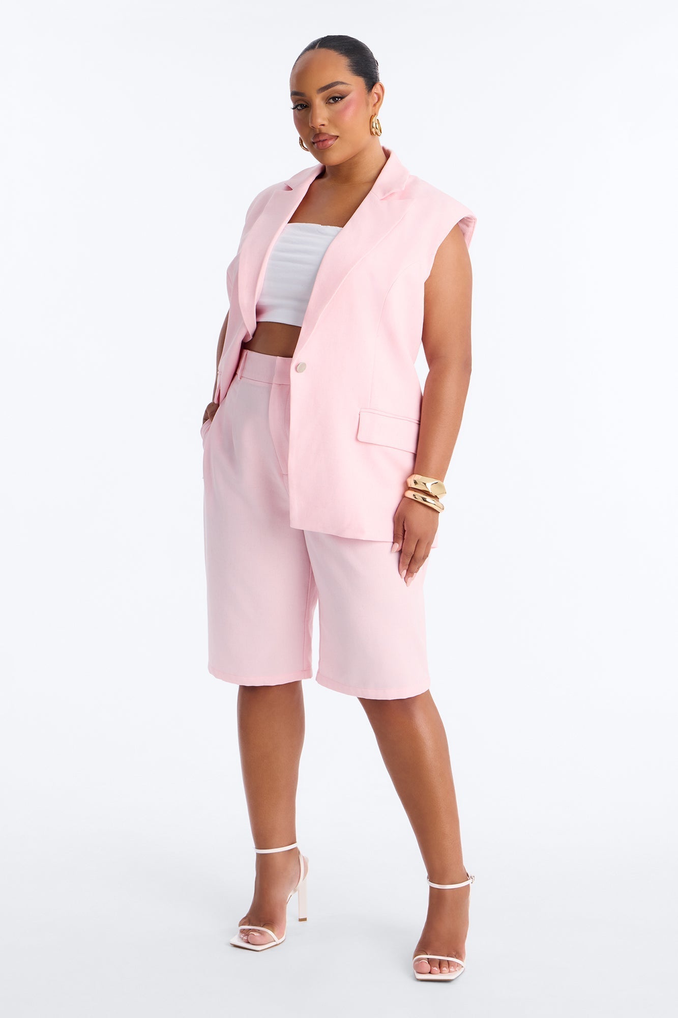 Paloma Linen Bermuda Short - Light Pink