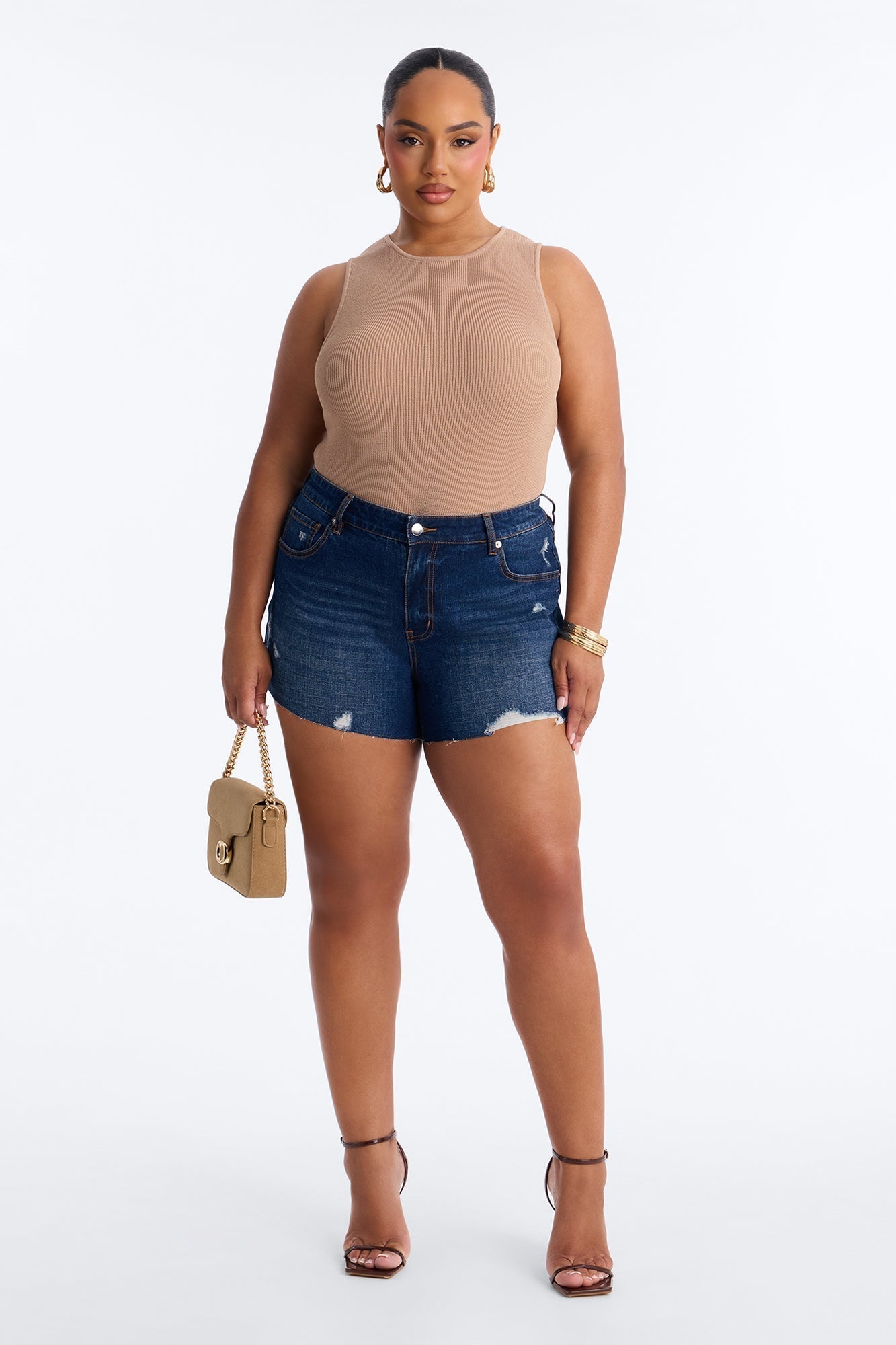 Crashing Out Ripped Cut Off Denim Shorts - Dark Wash