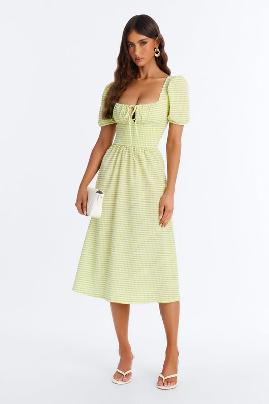 Cecelia Striped Midi Dress - Green/combo