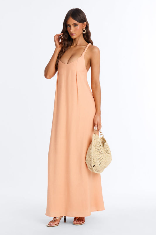 Belia Linen Maxi Dress - Orange