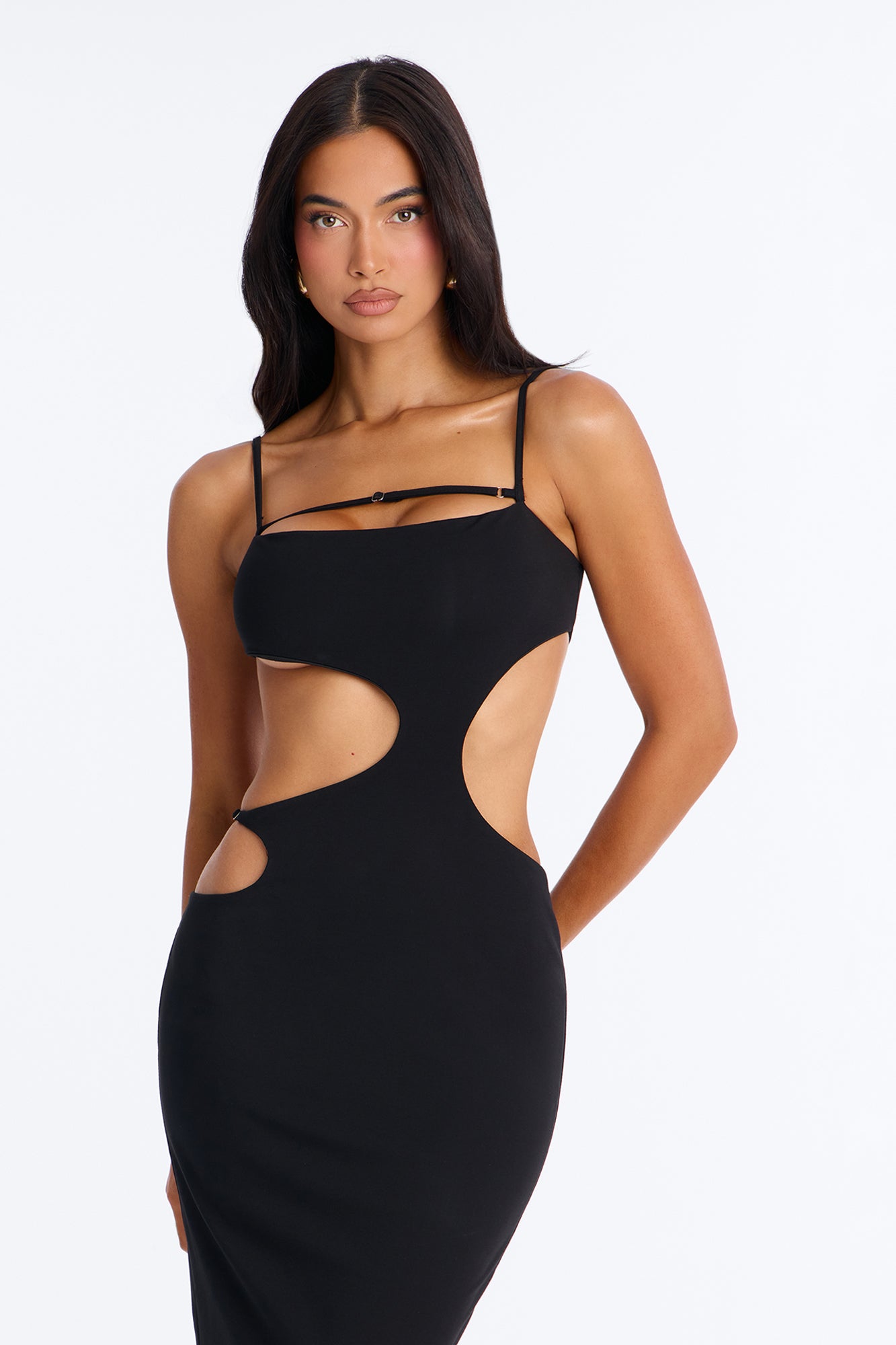 Rebel Ponte Cut Out Maxi Dress - Black