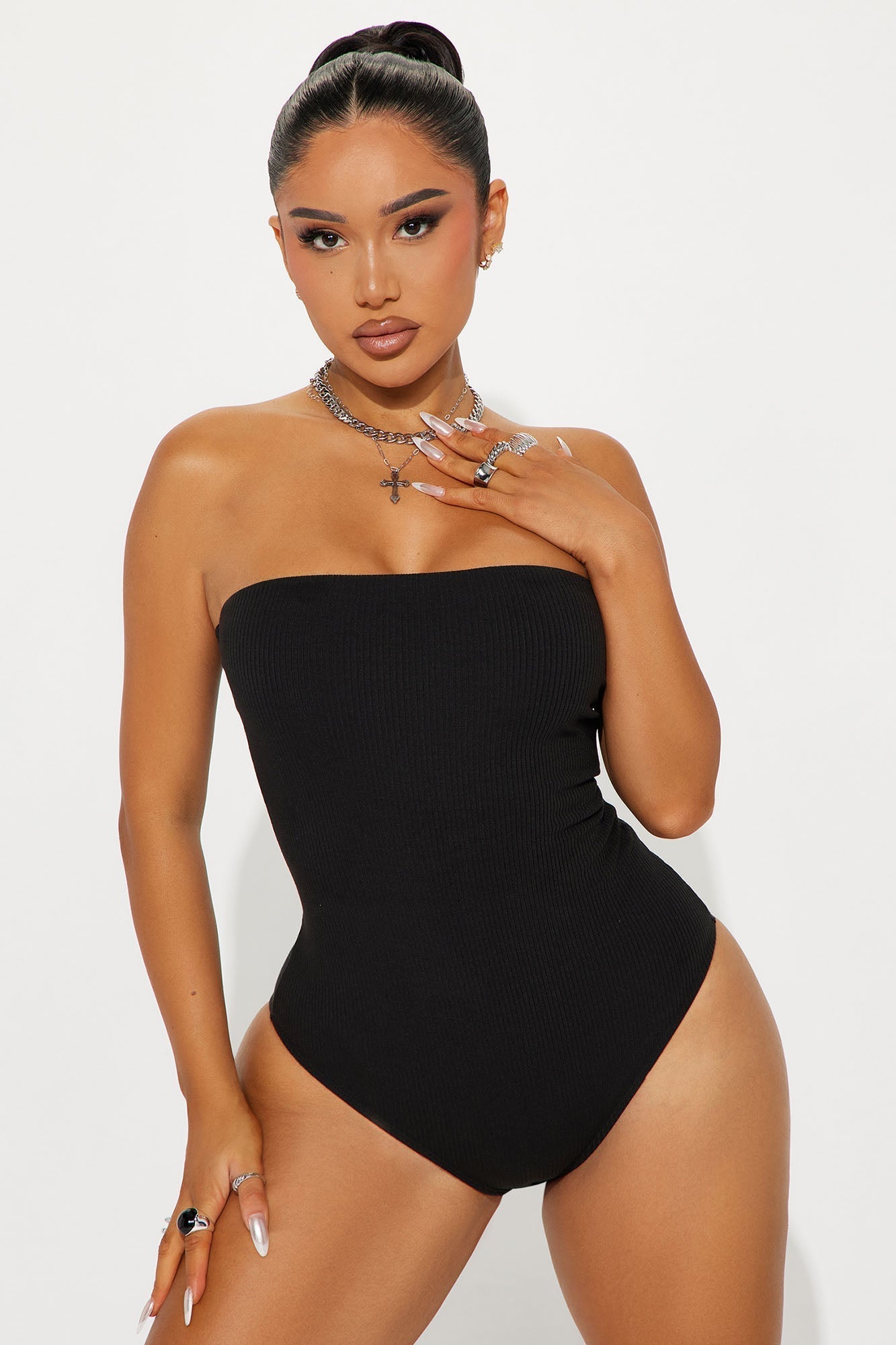 Demi Double Lined Tube Bodysuit - Black