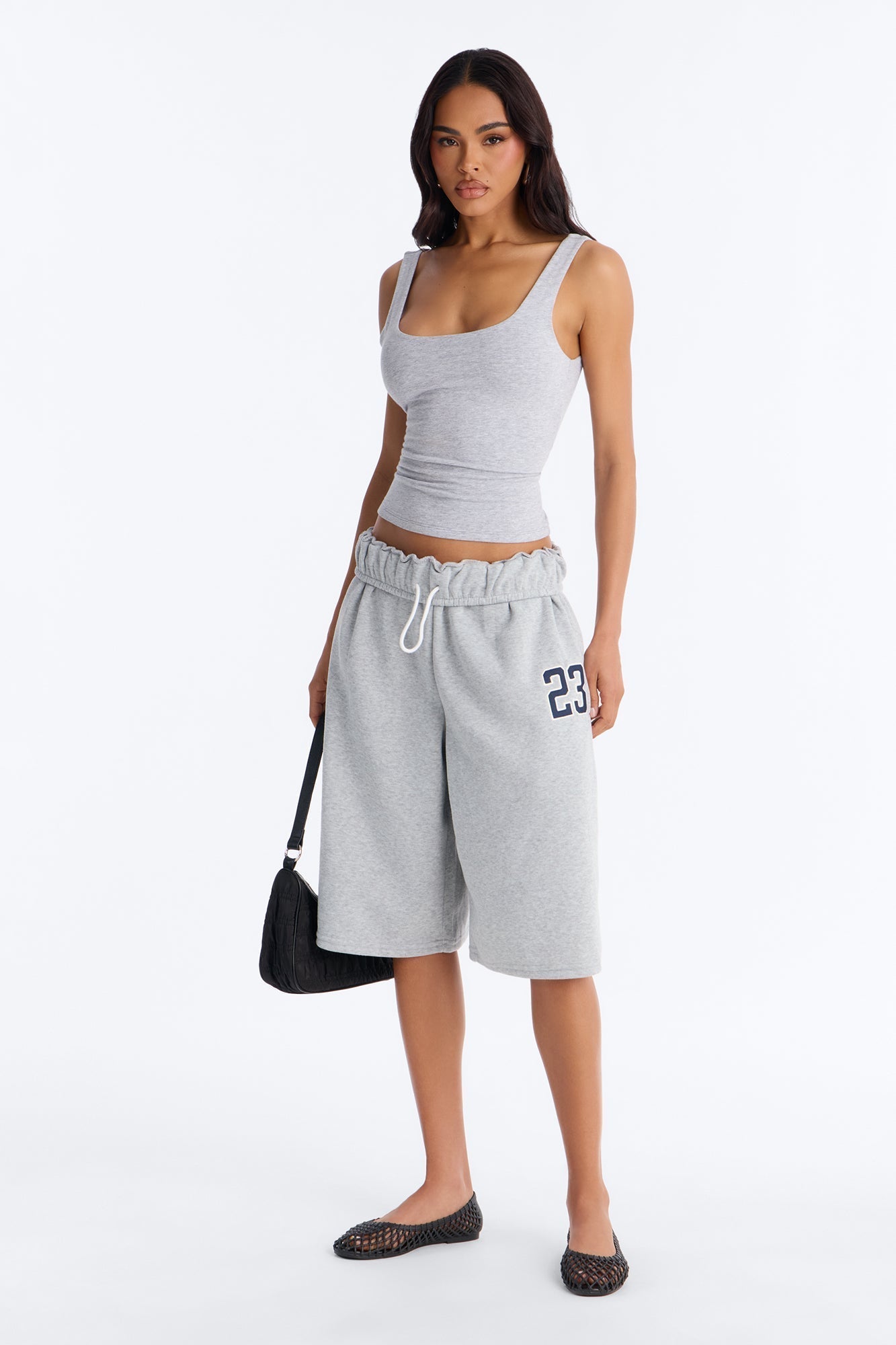 Tessa Fleece Sweatshort - Heather Grey