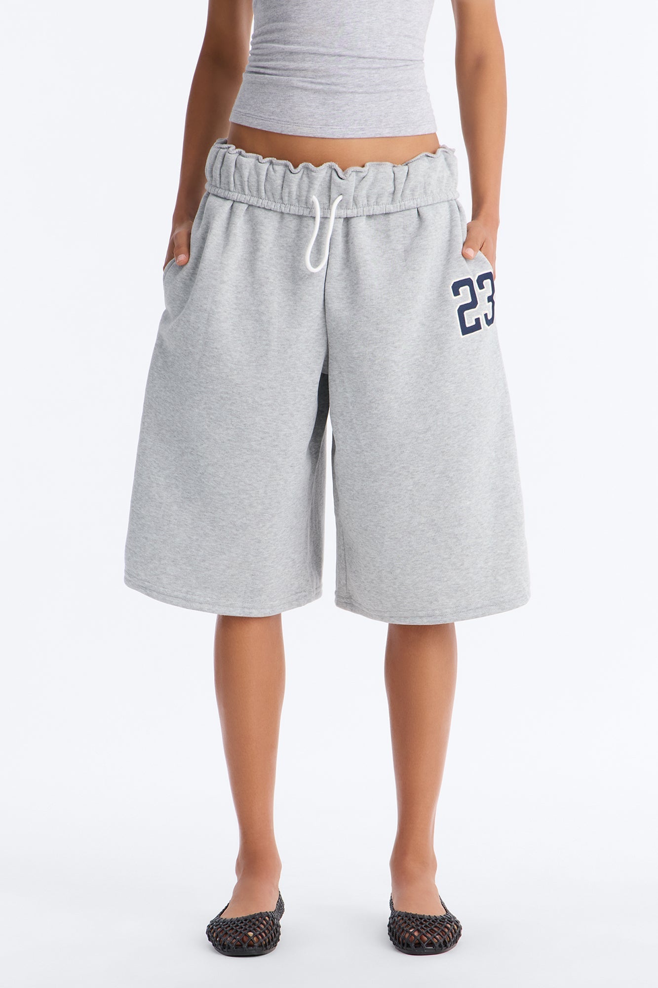 Tessa Fleece Sweatshort - Heather Grey