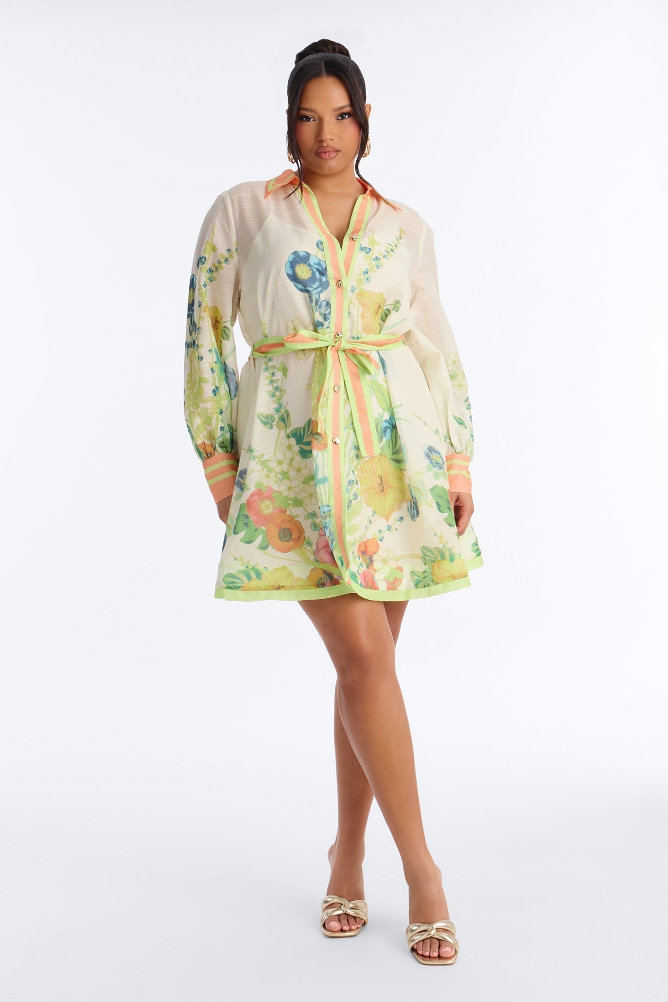 Old School Sweetie Floral Mini Dress - Green/combo