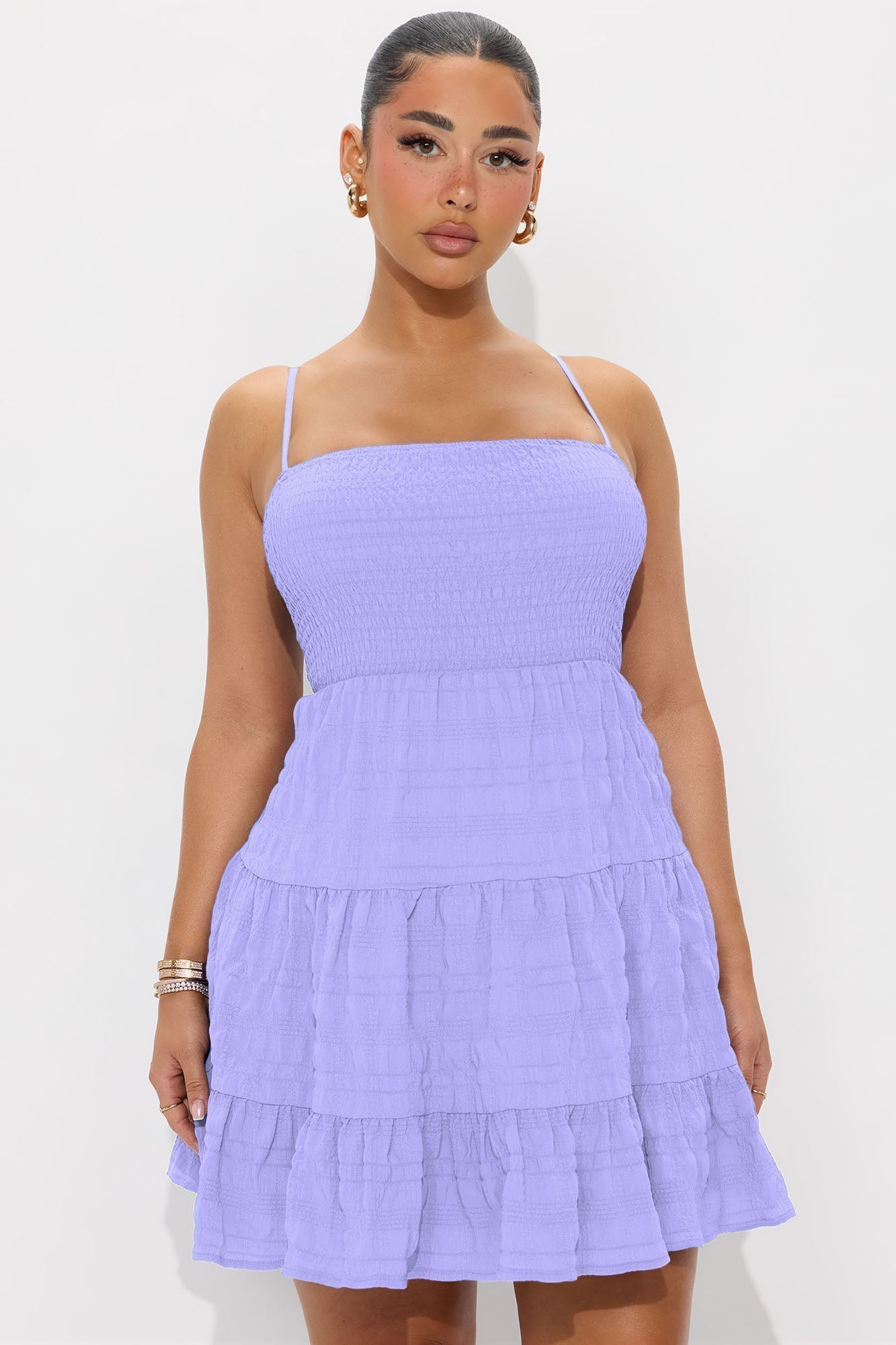 Summer Breeze Smocked Mini Dress - Lilac