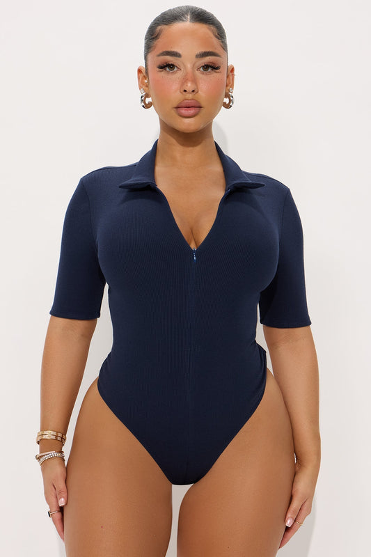 Hustle And Grind Short Sleeve Bodysuit - Navy