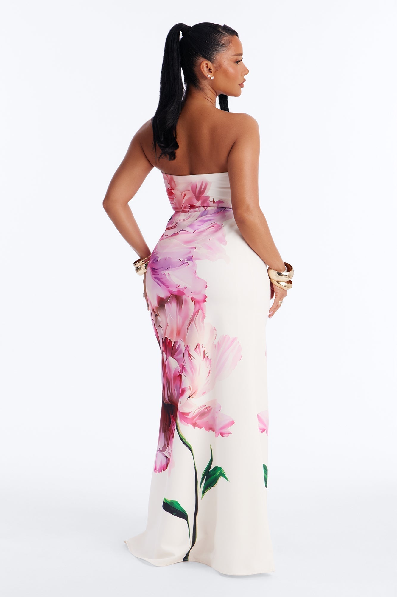 Whimsical Energy Strapless Maxi Dress - Magenta/combo