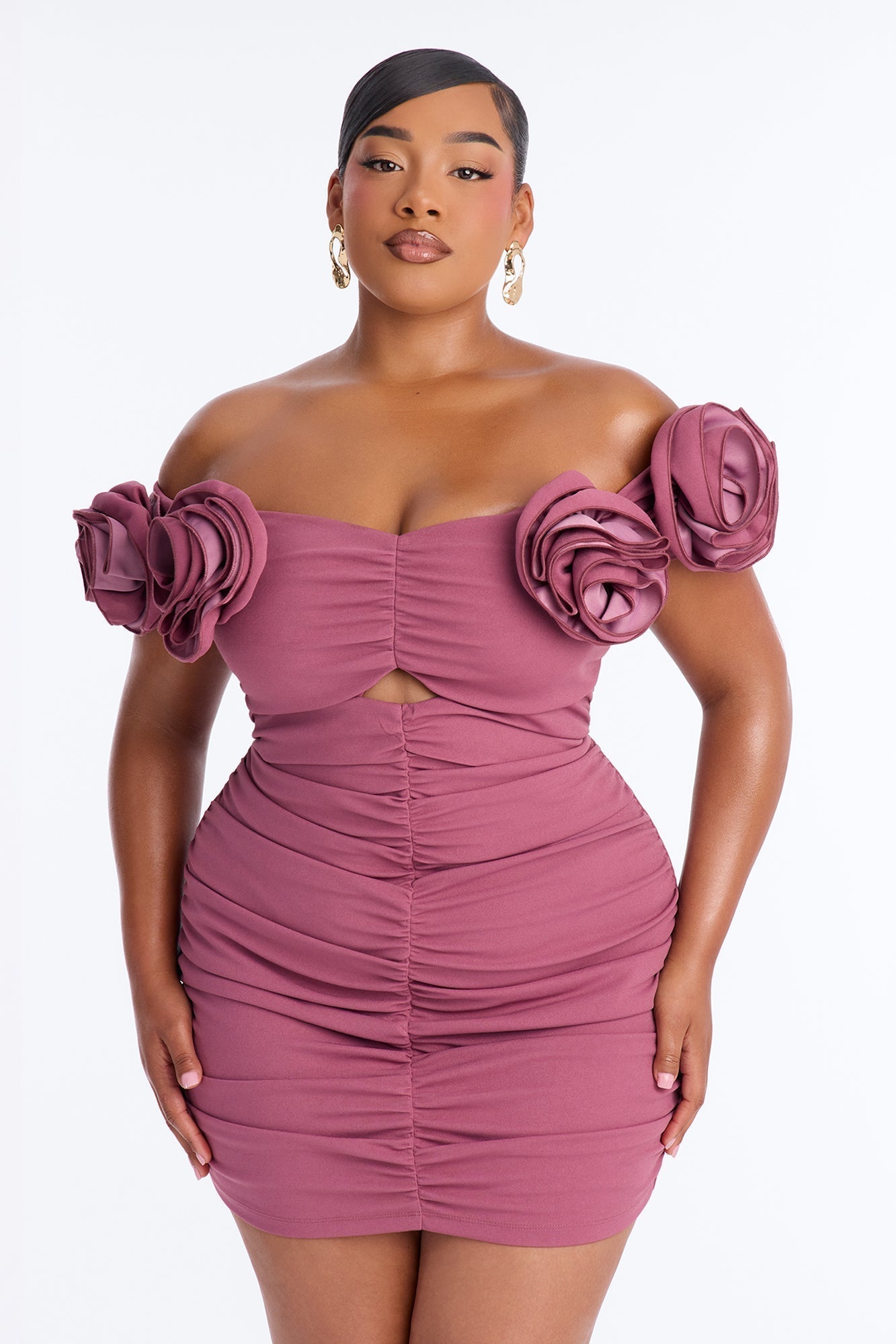 Rosalie Off Shoulder Mini Dress - Mauve
