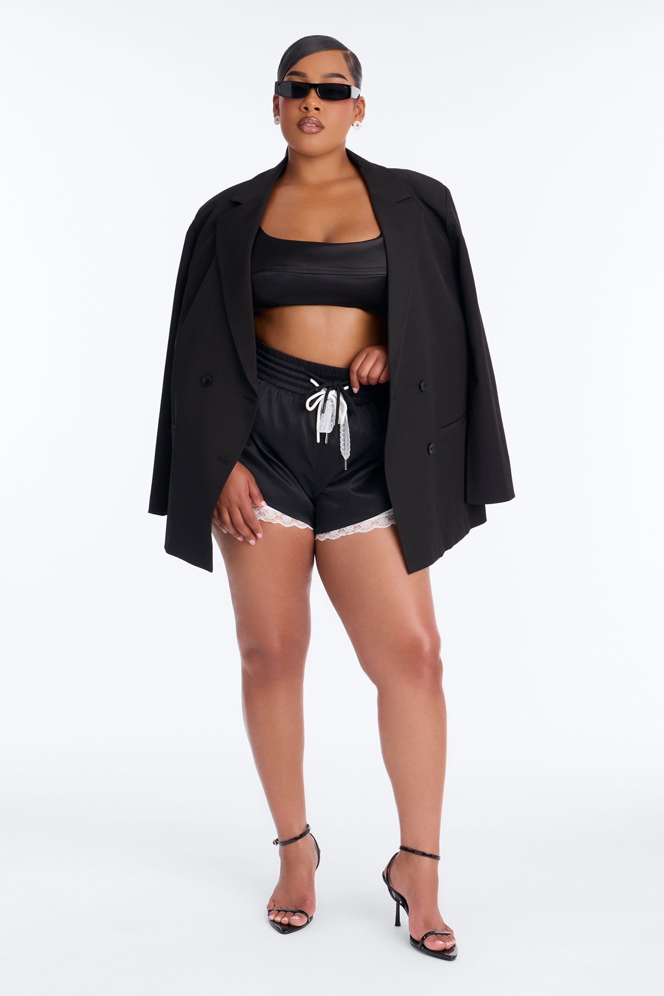 Marnie Lace Trim Bloomer Track Short - Black/combo