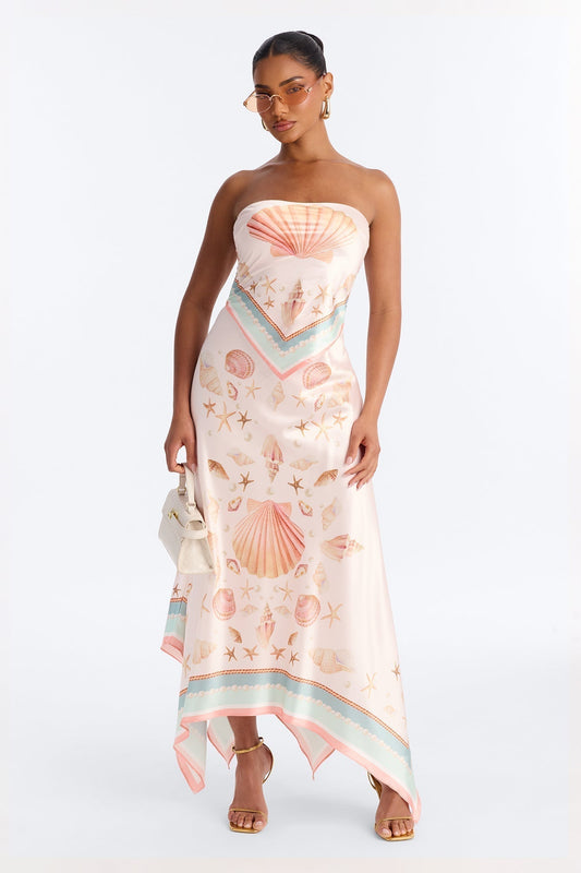 Coast Satin Maxi Dress - Peach/combo