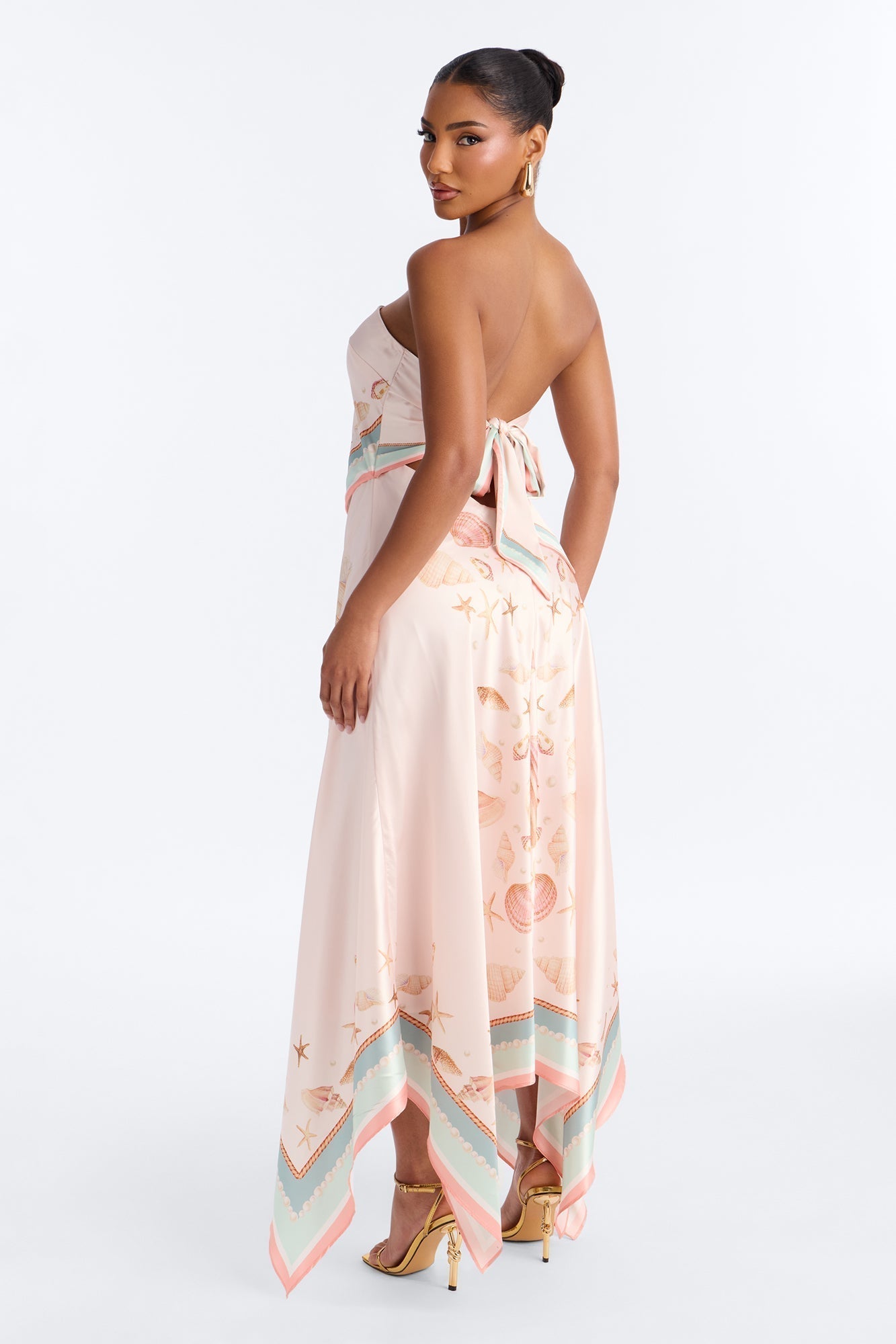Coast Satin Maxi Dress - Peach/combo