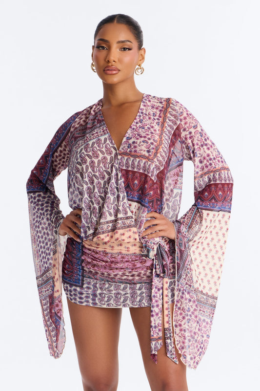 Wildflower Soul Mesh Mini Dress - Purple/combo