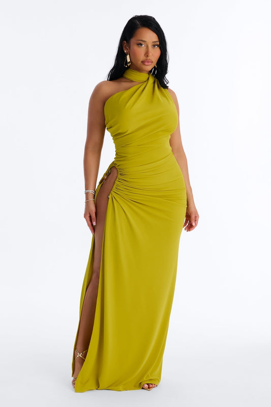 Jasmyn High Slit Maxi Dress - Chartreuse
