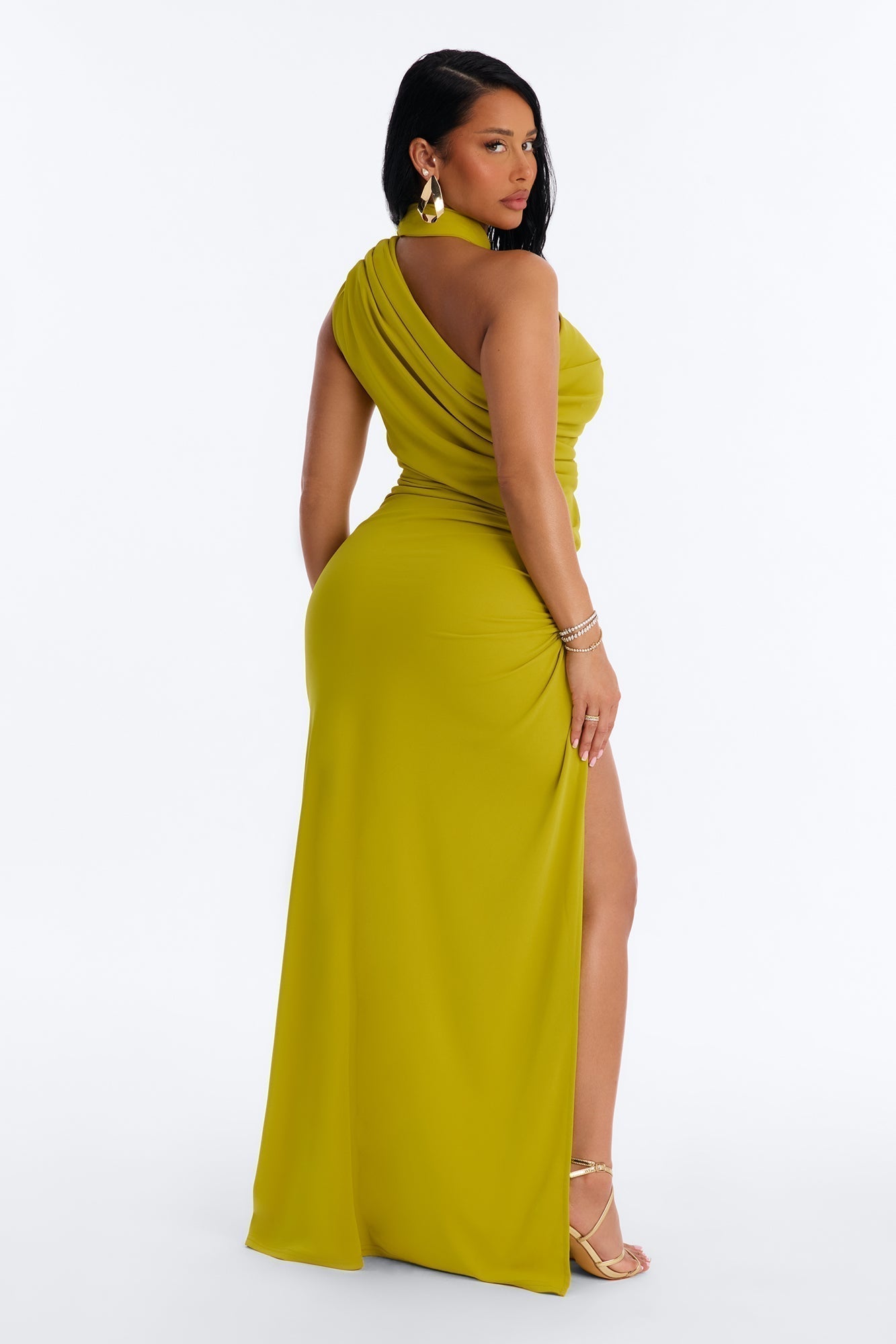 Jasmyn High Slit Maxi Dress - Chartreuse