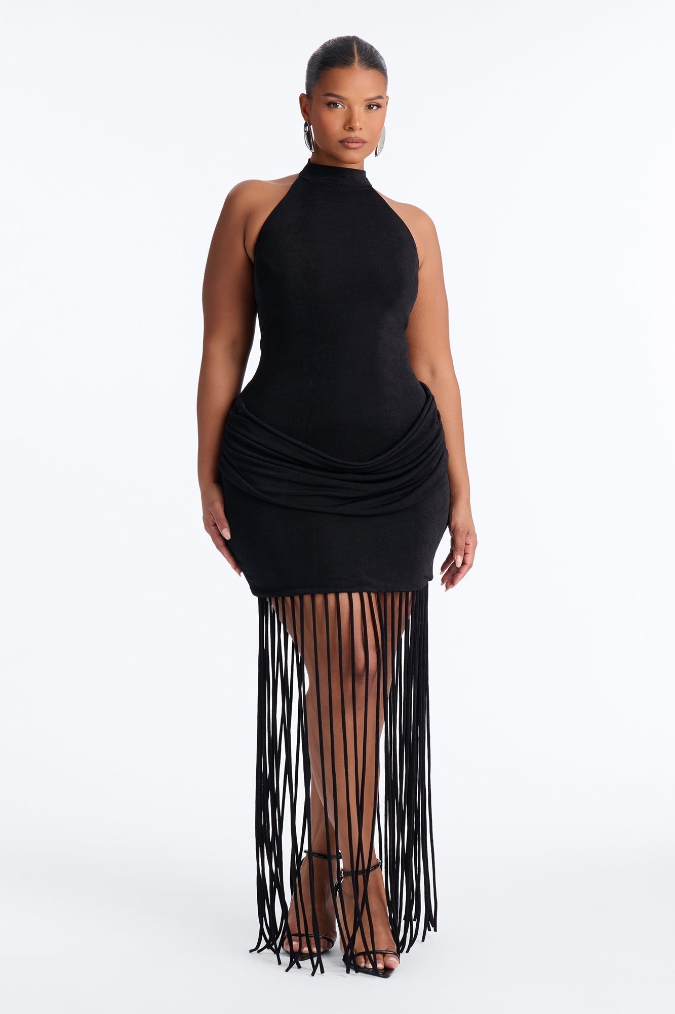 Rosalie Fringe Trim Maxi Dress - Black