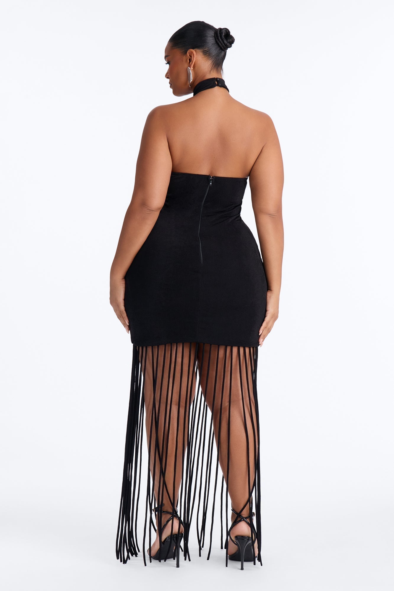 Rosalie Fringe Trim Maxi Dress - Black