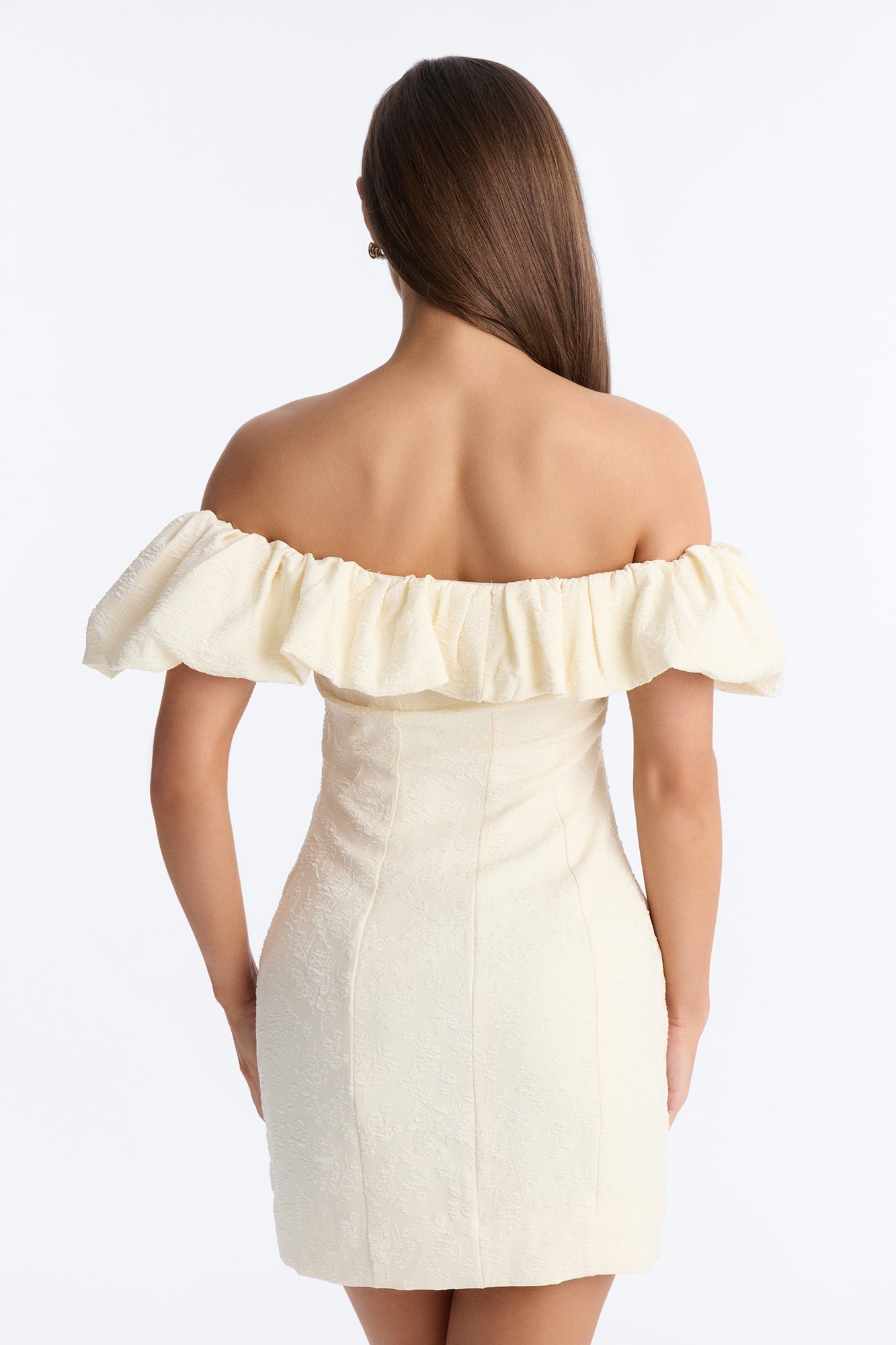 Leighton Ruffle Textured Mini Dress - Cream